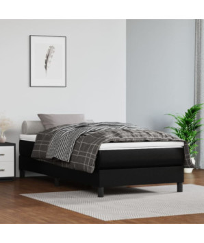 Saltea cu arcuri buzunar, fermitate medie, negru, 100x200x20 cm, piele ecologică - WOODBB3230