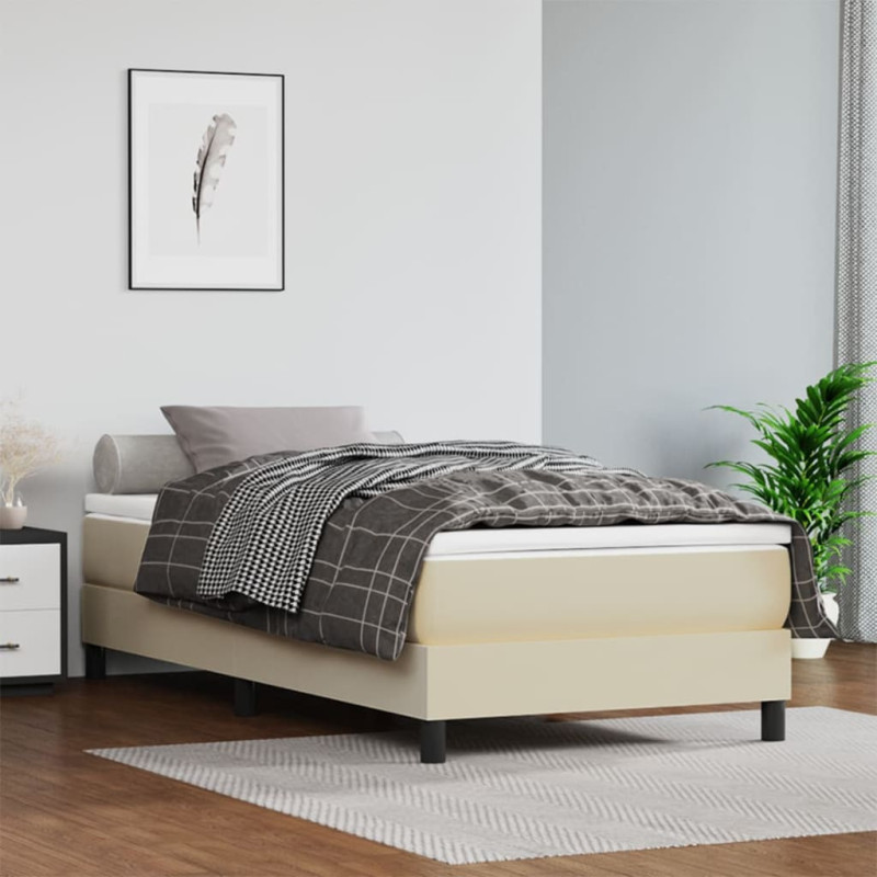 Saltea cu arcuri buzunar, fermitate medie, crem, 100x200x20 cm, piele ecologică - WOODBB3232 Saltea cu arcuri buzunar, fermitate medie, crem, 100x200x20 cm, piele ecologică - WOODBB3232