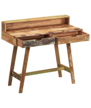 Masă birou aspect vintage, din lemn masiv reciclat, cu 2 sertare, handmade