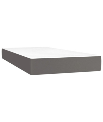 Saltea cu arcuri buzunar, fermitate medie, gri, 100x200x20 cm, piele ecologică - WOODBB3234