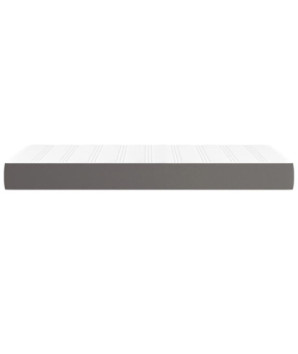 Saltea cu arcuri buzunar, fermitate medie, gri, 100x200x20 cm, piele ecologică - WOODBB3234