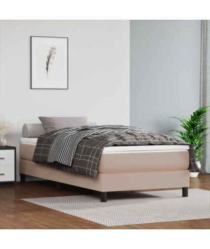Saltea cu arcuri buzunar, fermitate medie, cappuccino, 100x200x20 cm, piele eco - WOODBB3235