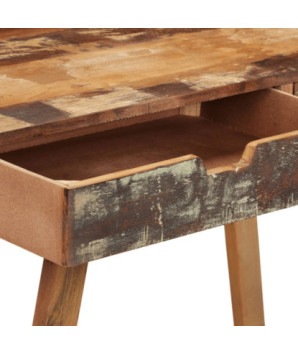 Masă birou aspect vintage, din lemn masiv reciclat, cu 2 sertare, handmade