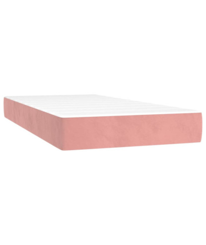 Saltea cu arcuri buzunar, fermitate medie, roz, 100x200x20 cm, catifea - WOODBB3241