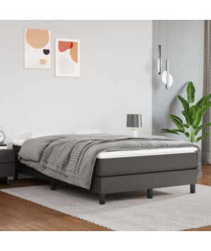 Saltea cu arcuri buzunar, fermitate medie, gri, 120x200x20 cm, piele ecologică - WOODBB3251