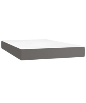 Saltea cu arcuri buzunar, fermitate medie, gri, 120x200x20 cm, piele ecologică - WOODBB3251
