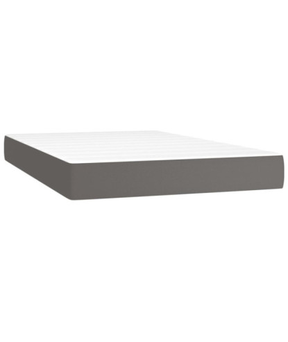 Saltea cu arcuri buzunar, fermitate medie, gri, 120x200x20 cm, piele ecologică - WOODBB3251