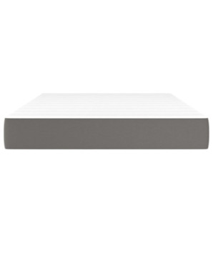 Saltea cu arcuri buzunar, fermitate medie, gri, 120x200x20 cm, piele ecologică - WOODBB3251
