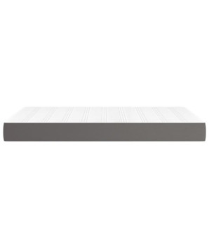 Saltea cu arcuri buzunar, fermitate medie, gri, 120x200x20 cm, piele ecologică - WOODBB3251