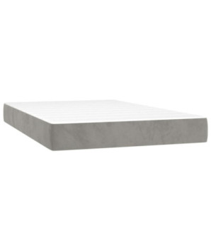 Saltea cu arcuri buzunar, fermitate medie, gri deschis, 120x200x20 cm, catifea - WOODBB3253