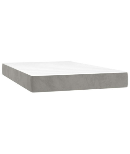 Saltea cu arcuri buzunar, fermitate medie, gri deschis, 120x200x20 cm, catifea - WOODBB3253