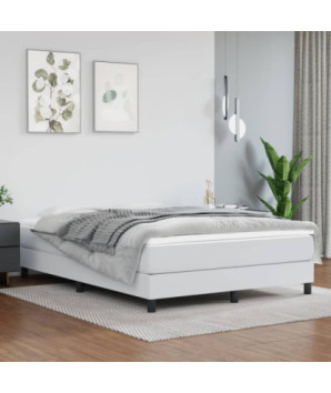 Saltea cu arcuri buzunar, fermitate medie, alb, 140x190x20 cm, piele ecologică - WOODBB3265