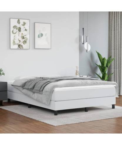 Saltea cu arcuri buzunar, fermitate medie, alb, 140x190x20 cm, piele ecologică - WOODBB3265