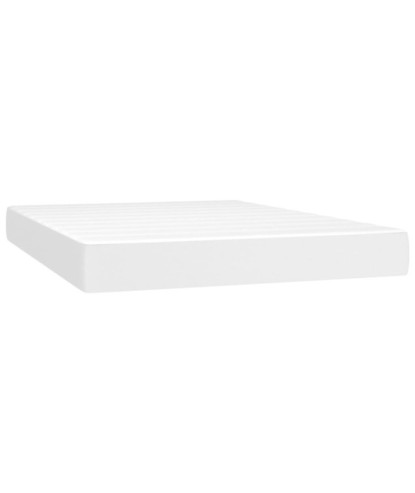 Saltea cu arcuri buzunar, fermitate medie, alb, 140x190x20 cm, piele ecologică - WOODBB3265