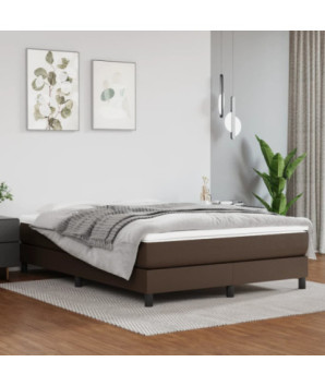 Saltea cu arcuri buzunar, fermitate medie, maro, 140x190x20 cm, piele ecologică - WOODBB3266