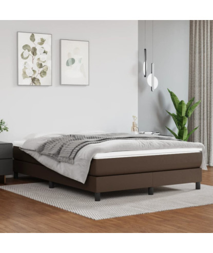 Saltea cu arcuri buzunar, fermitate medie, maro, 140x190x20 cm, piele ecologică - WOODBB3266