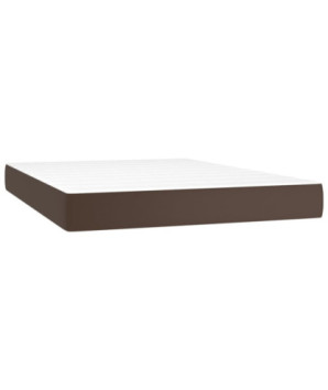 Saltea cu arcuri buzunar, fermitate medie, maro, 140x190x20 cm, piele ecologică - WOODBB3266