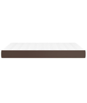 Saltea cu arcuri buzunar, fermitate medie, maro, 140x190x20 cm, piele ecologică - WOODBB3266