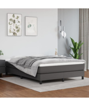 Saltea cu arcuri buzunar, fermitate medie, gri, 140x190x20 cm, piele ecologică - WOODBB3267