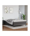 Saltea cu arcuri buzunar, fermitate medie, gri, 140x190x20 cm, piele ecologică - WOODBB3267