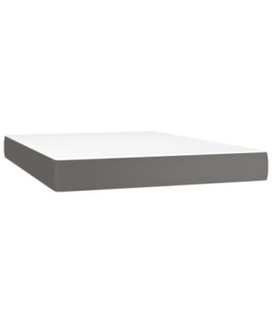 Saltea cu arcuri buzunar, fermitate medie, gri, 140x190x20 cm, piele ecologică - WOODBB3267