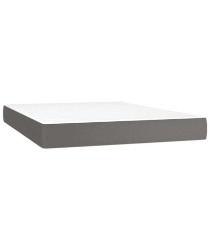 Saltea cu arcuri buzunar, fermitate medie, gri, 140x190x20 cm, piele ecologică - WOODBB3267