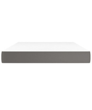Saltea cu arcuri buzunar, fermitate medie, gri, 140x190x20 cm, piele ecologică - WOODBB3267