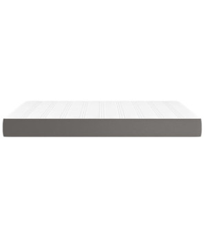 Saltea cu arcuri buzunar, fermitate medie, gri, 140x190x20 cm, piele ecologică - WOODBB3267