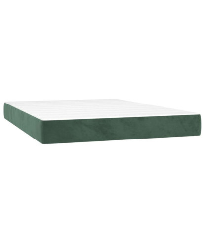 Saltea cu arcuri buzunar, fermitate medie, verde închis, 140x190x20 cm, catifea - WOODBB3272