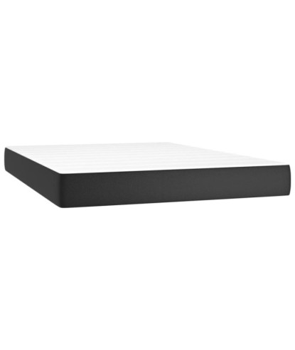 Saltea cu arcuri buzunar, fermitate medie, negru, 140x200x20 cm, piele ecologică - WOODBB3282