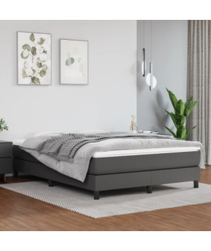 Saltea cu arcuri buzunar, fermitate medie, gri, 140x200x20 cm, piele ecologică - WOODBB3284
