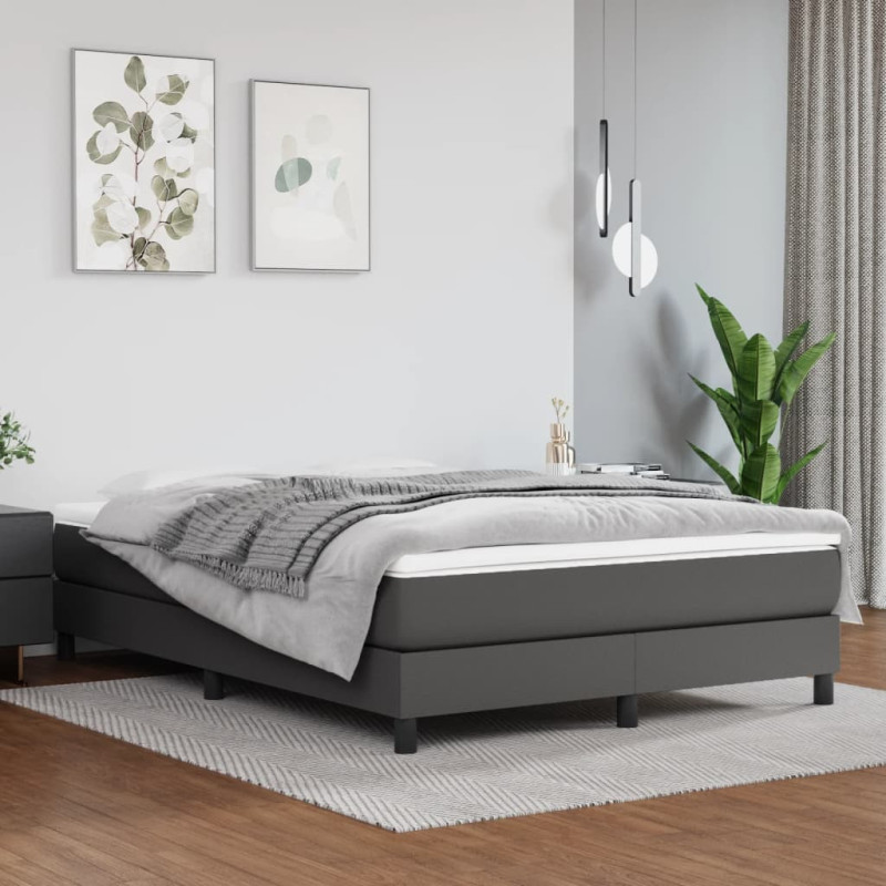 Saltea cu arcuri buzunar, fermitate medie, gri, 140x200x20 cm, piele ecologică - WOODBB3284