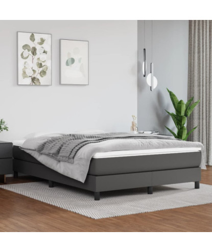 Saltea cu arcuri buzunar, fermitate medie, gri, 140x200x20 cm, piele ecologică - WOODBB3284