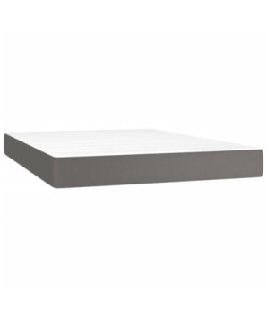 Saltea cu arcuri buzunar, fermitate medie, gri, 140x200x20 cm, piele ecologică - WOODBB3284