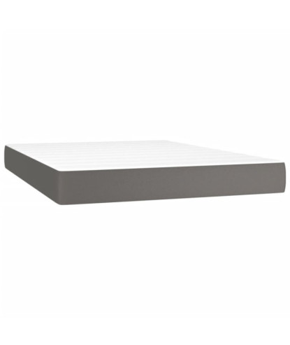 Saltea cu arcuri buzunar, fermitate medie, gri, 140x200x20 cm, piele ecologică - WOODBB3284