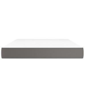 Saltea cu arcuri buzunar, fermitate medie, gri, 140x200x20 cm, piele ecologică - WOODBB3284