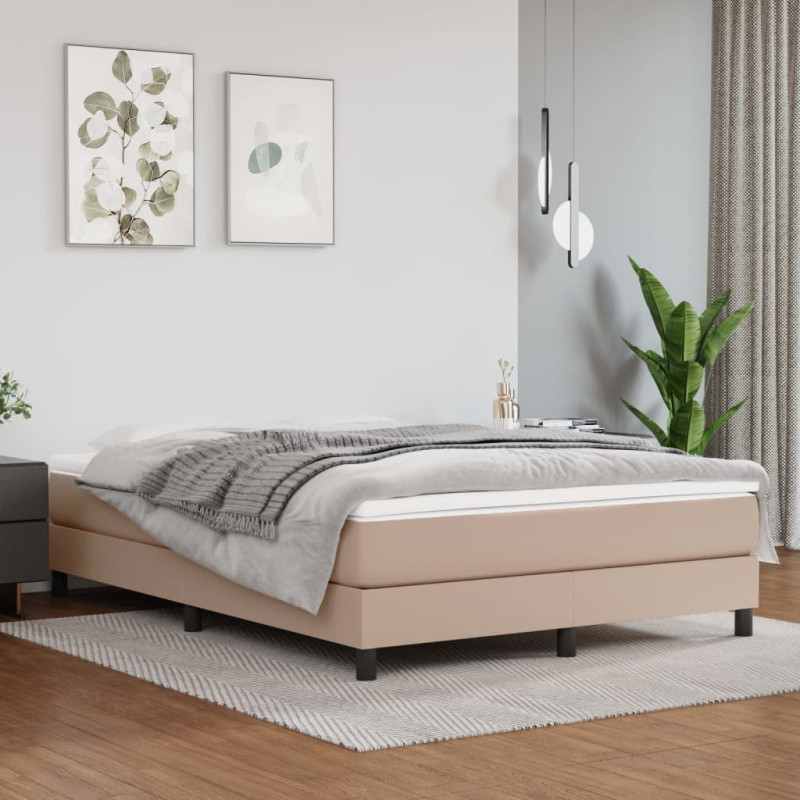 Saltea cu arcuri buzunar, fermitate medie, cappuccino, 140x200x20 cm, piele eco - WOODBB3285