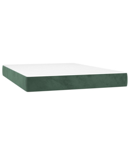 Saltea cu arcuri buzunar, fermitate medie, verde închis, 140x200x20 cm, catifea - WOODBB3289