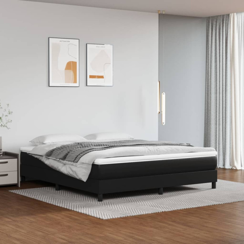 Saltea cu arcuri buzunar, fermitate medie, negru, 160x200x20 cm, piele ecologică - WOODBB3299