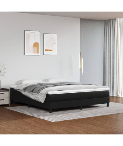 Saltea cu arcuri buzunar, fermitate medie, negru, 160x200x20 cm, piele ecologică - WOODBB3299
