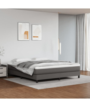 Saltea cu arcuri buzunar, fermitate medie, gri, 160x200x20 cm, piele ecologică - WOODBB3301