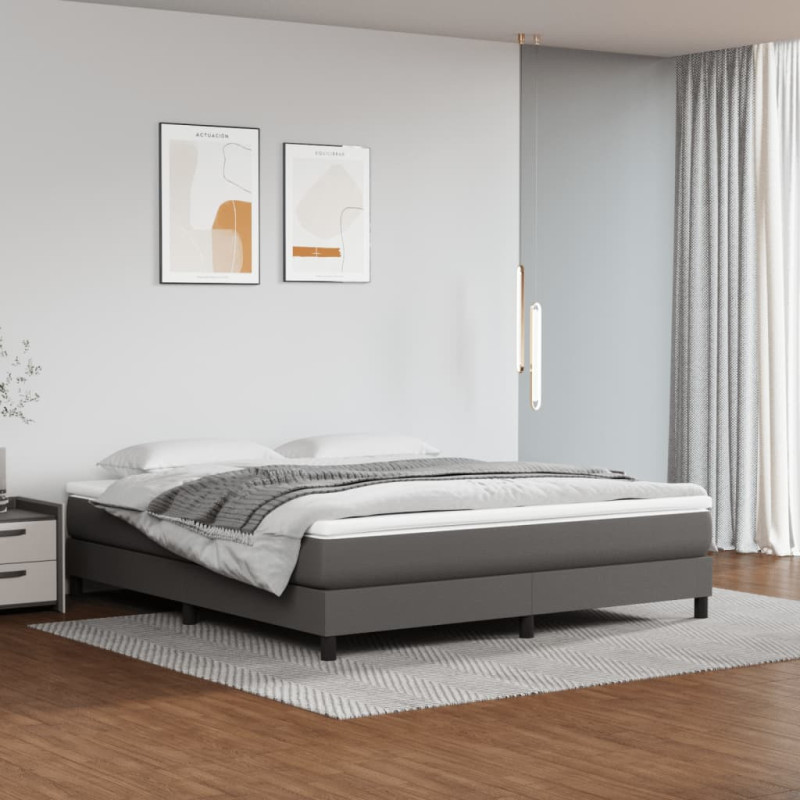 Saltea cu arcuri buzunar, fermitate medie, gri, 160x200x20 cm, piele ecologică - WOODBB3301