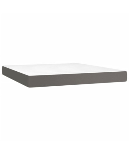 Saltea cu arcuri buzunar, fermitate medie, gri, 160x200x20 cm, piele ecologică - WOODBB3301