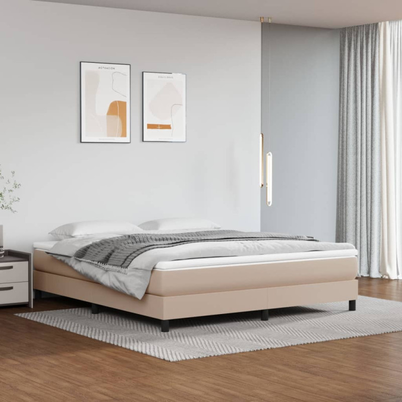 Saltea cu arcuri buzunar, fermitate medie, cappuccino, 160x200x20 cm, piele eco - WOODBB3302