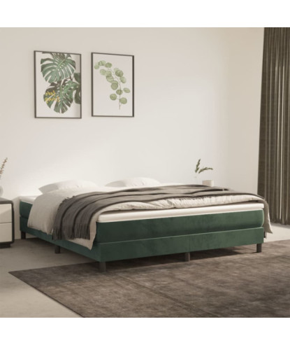Saltea cu arcuri buzunar, fermitate medie, verde închis, 160x200x20 cm, catifea - WOODBB3306