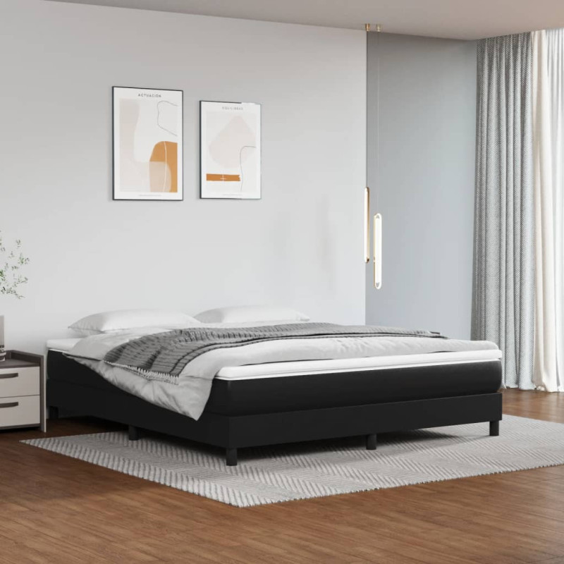 Saltea cu arcuri buzunar, fermitate medie, negru, 180x200x20 cm, piele ecologică - WOODBB3315