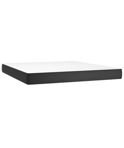 Saltea cu arcuri buzunar, fermitate medie, negru, 180x200x20 cm, piele ecologică - WOODBB3315