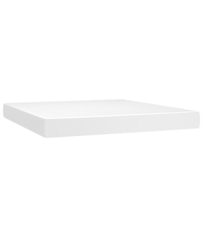 Saltea cu arcuri buzunar, fermitate medie, alb, 180x200x20 cm, piele ecologică - WOODBB3316