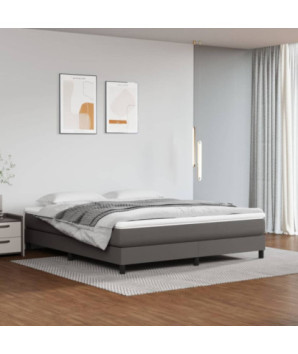 Saltea cu arcuri buzunar, fermitate medie, gri, 180x200x20 cm, piele ecologică - WOODBB3317