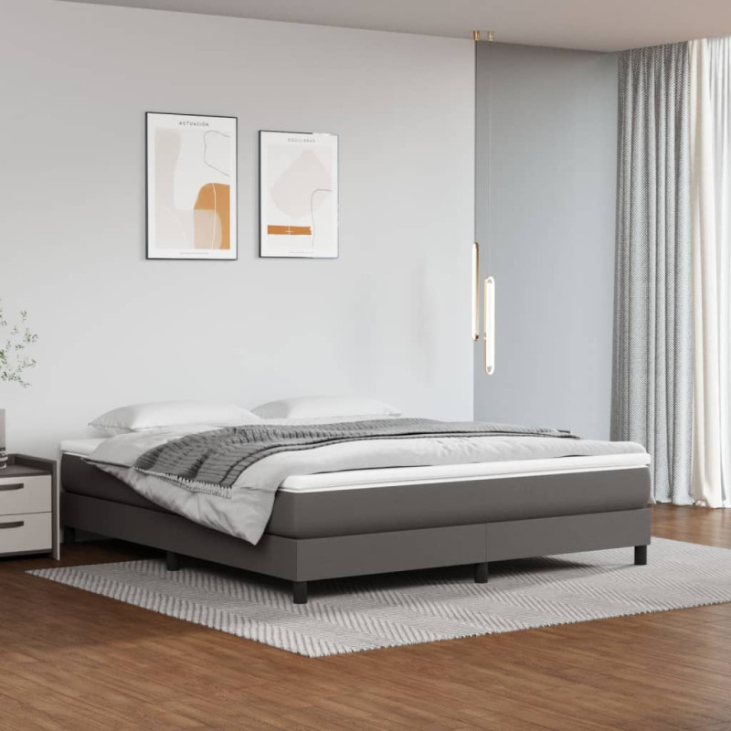 Saltea cu arcuri buzunar, fermitate medie, gri, 180x200x20 cm, piele ecologică - WOODBB3317